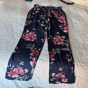 Joie navy and Pink Floral Wide Leg Pants